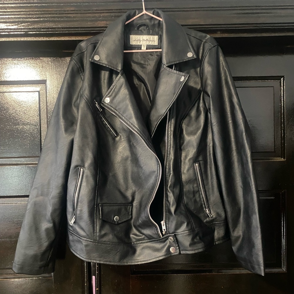 Shelby Collection Women’s Black Leather Moto Jacket size 1X